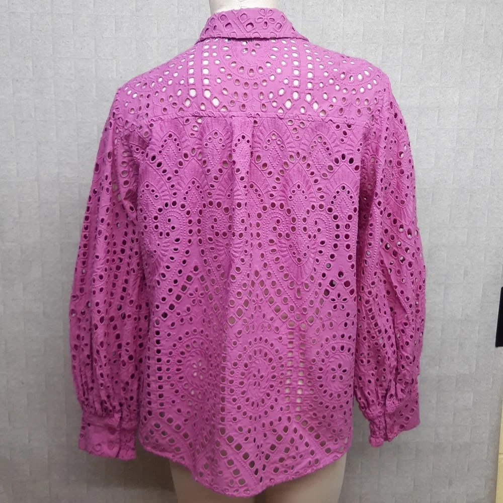 Chico's Magenta Open Eyelet Blouse - Picture 4 of 7